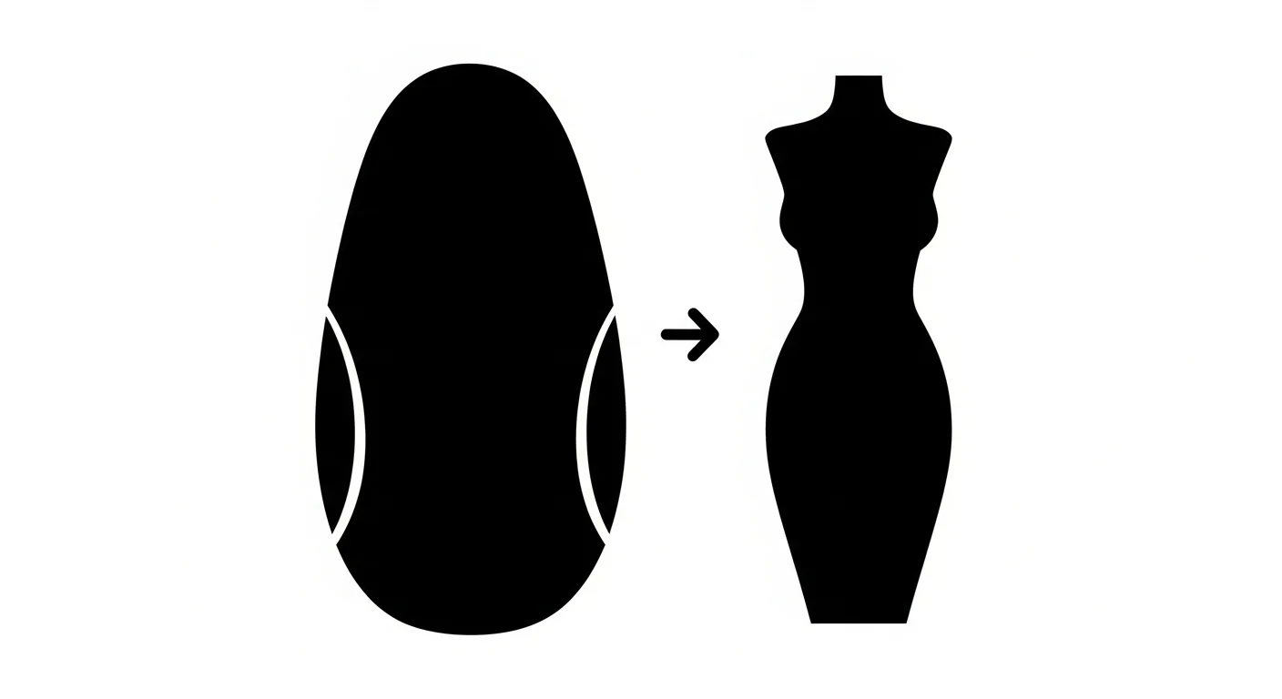 Diagrama de proporção chibi — diagrama abstrato simples mostrando uma forma de silhueta arredondada e simplificada ao lado de uma forma de silhueta de proporção padrão para comparação de tamanho