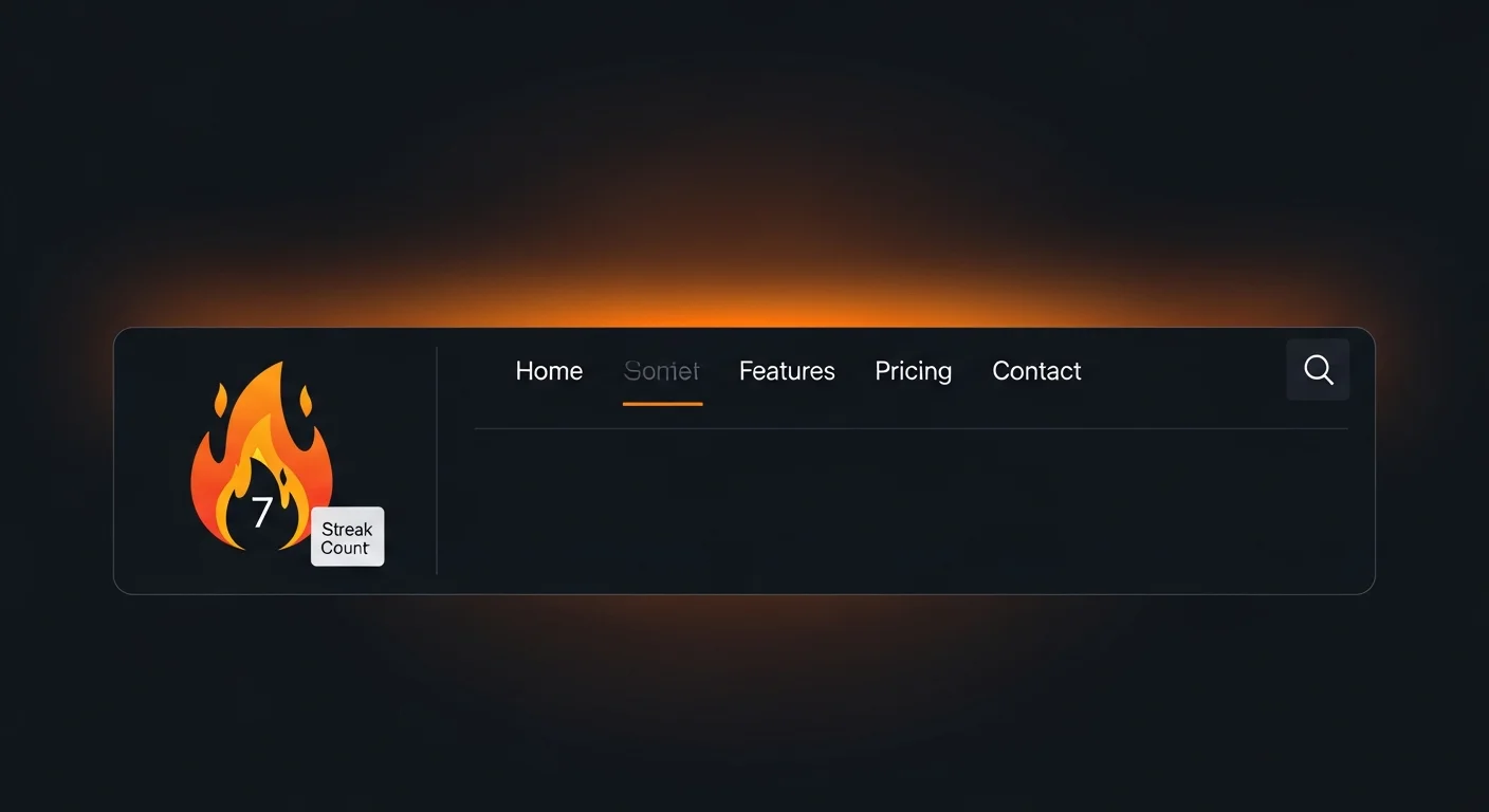 Hábito diário de criação de quadrinhos — chip de cabeçalho UI — mockup de contador de sequência de aplicativo web