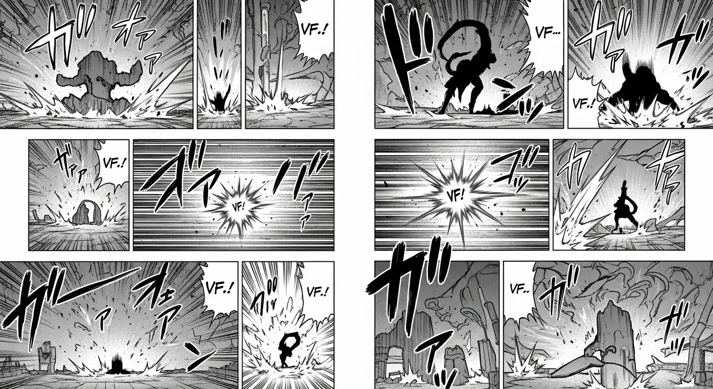 Hábito diário de criação de quadrinhos — showcase de página de quadrinho finalizada — saída multi-painel estilo manga