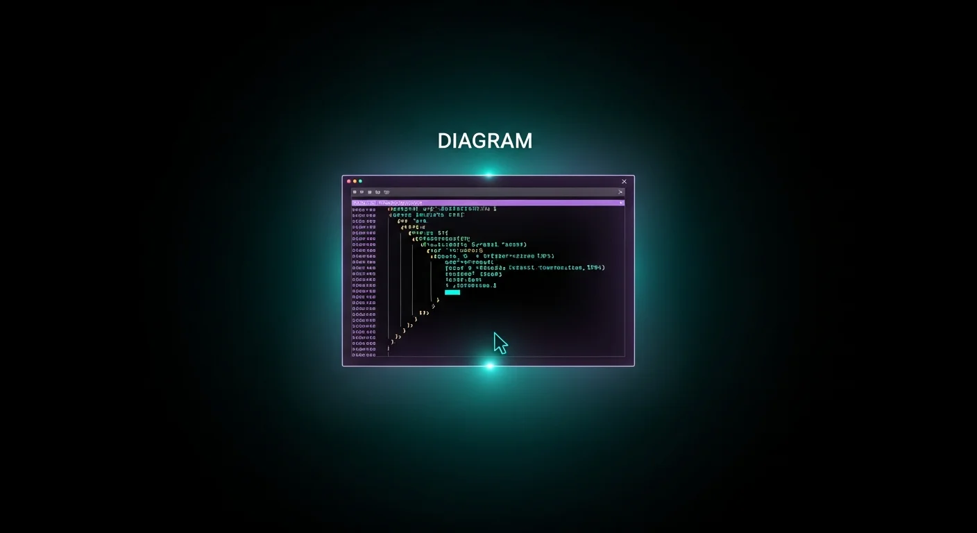 Glowing teal terminal window in a dark room, representing building a comic step by step in a chat