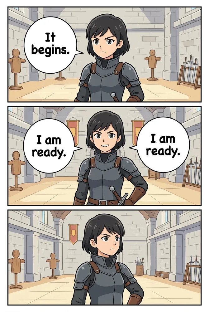 Educational AI comic art style — clean diagram-friendly flat color on the same character
