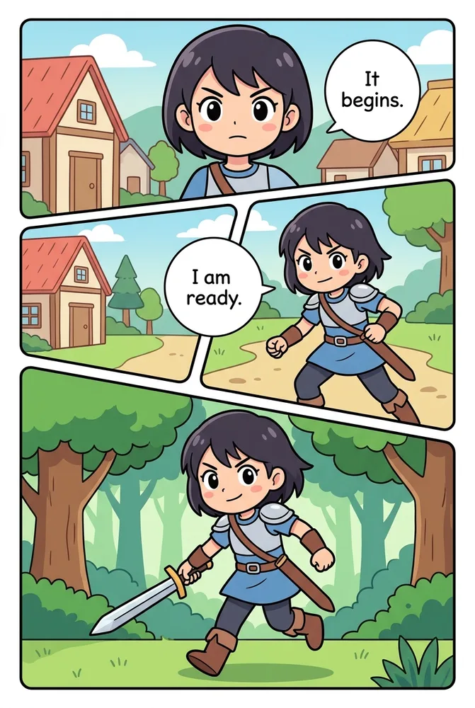 Kids AI comic art style — bold simple shapes and bright pastel color on the same character