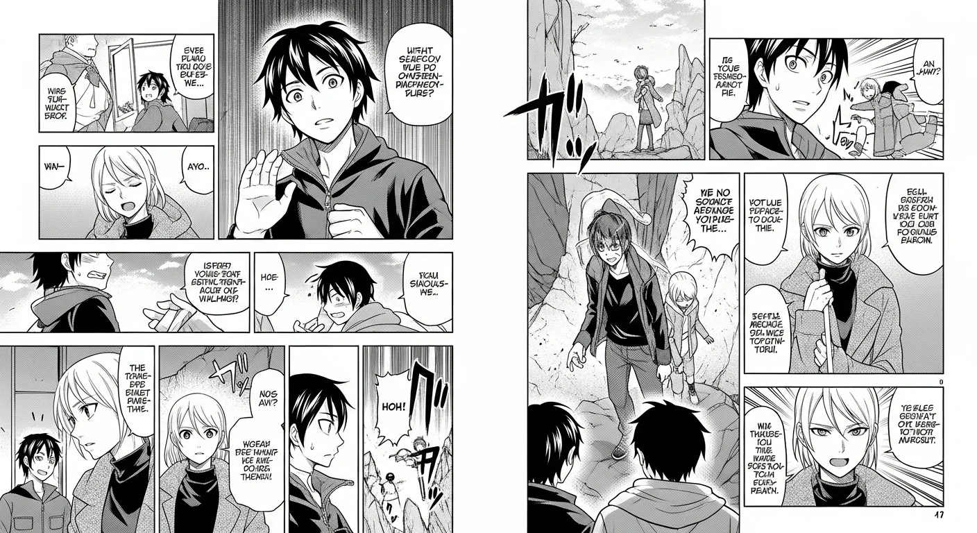 Finished manga page showcase from a well-chosen AI manga generator, dynamic layout with screentone shading, no visible faces