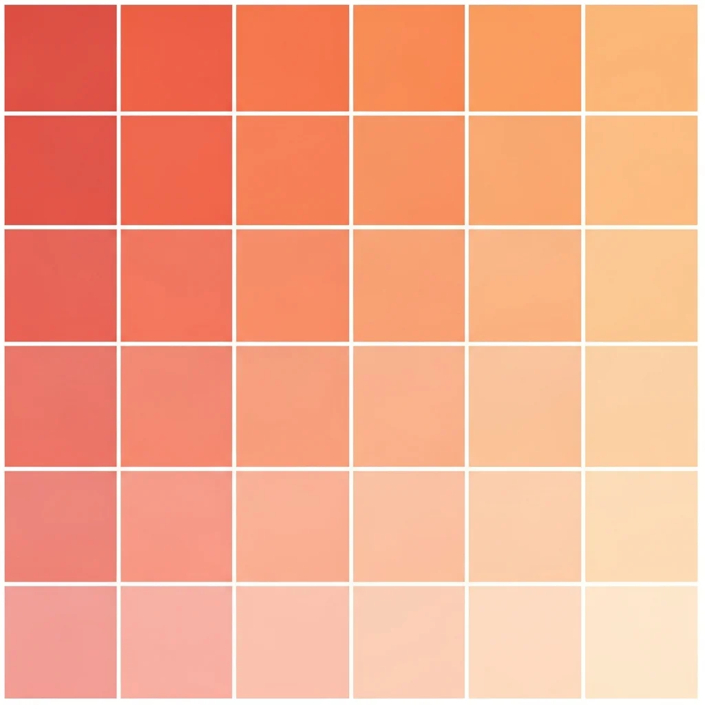 Character color palette swatch grid — warm manhwa color chips, no faces, no figures