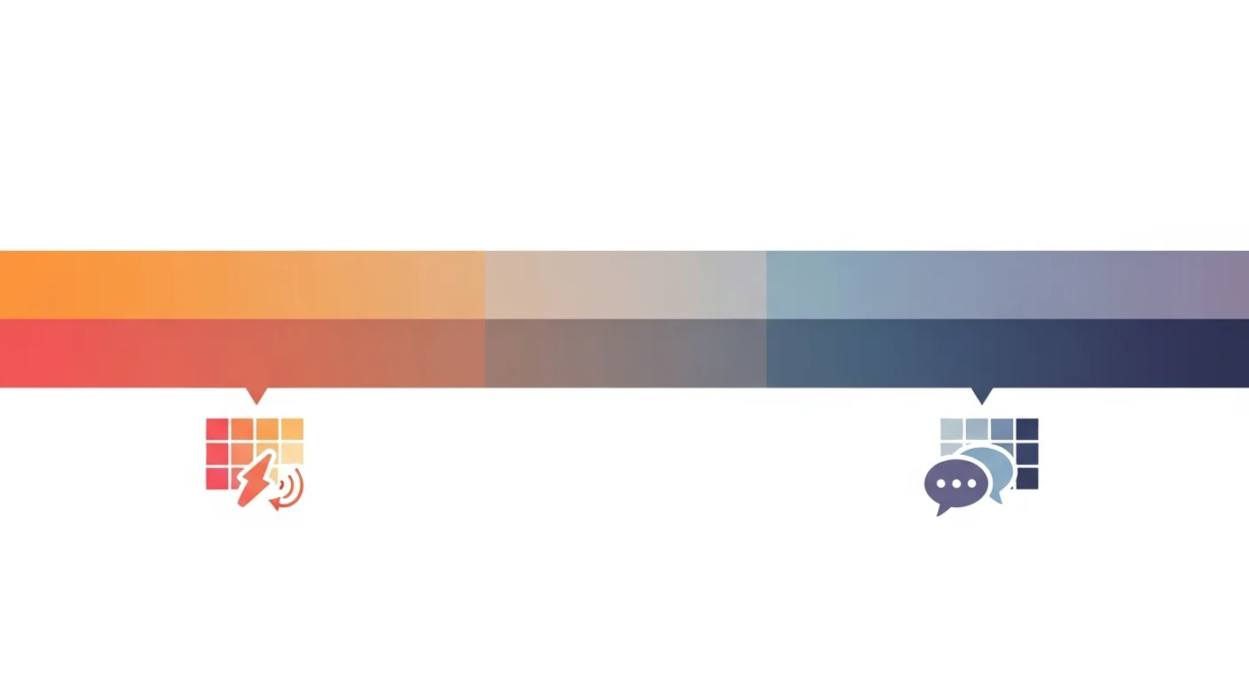 Manhwa color-temperature gradient chart — warm-to-cool palette ramp, no faces, no figures