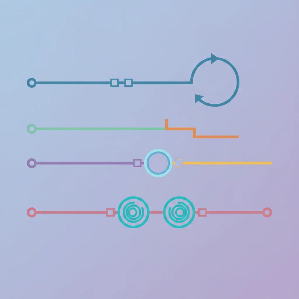 Manhwa tropes explained — four timelines for regression, reincarnation, isekai and returner — flat vector diagram
