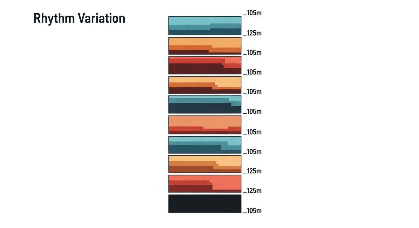 Panel height variation in a vertical scroll comic — diagram showing stacked panels of different heights