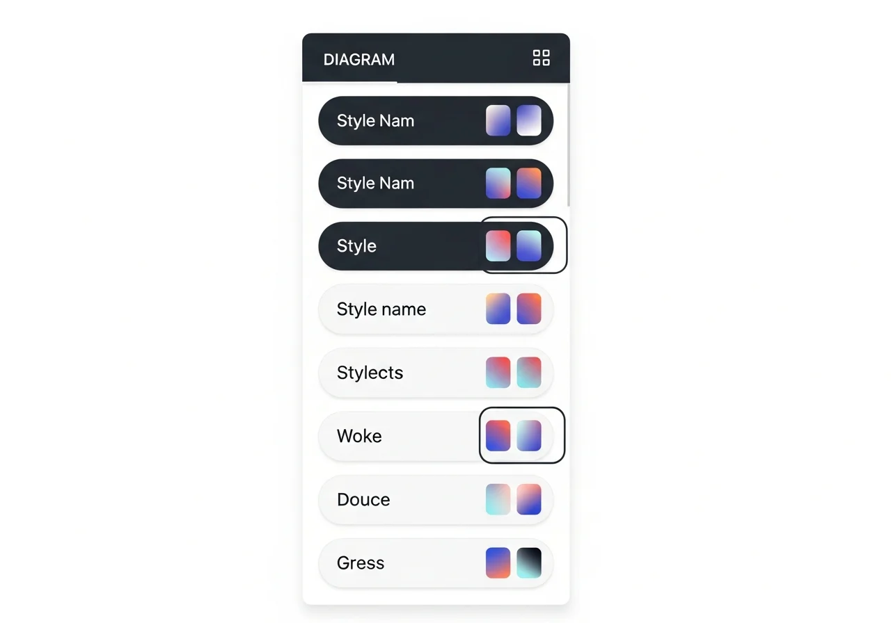 Abstract mockup of the Comistitch Studio style picker interface