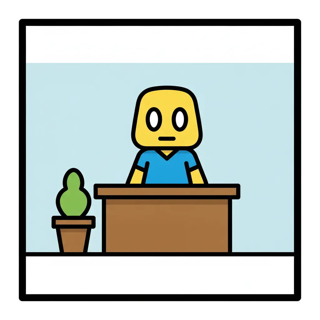Flat-color cartoon panel with simplified background shapes