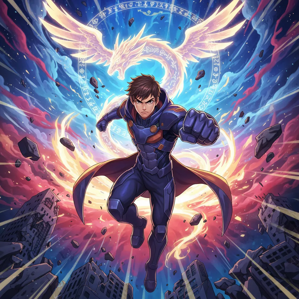 Webtoon episode cover art showing protagonist with stylized Korean webtoon color palette