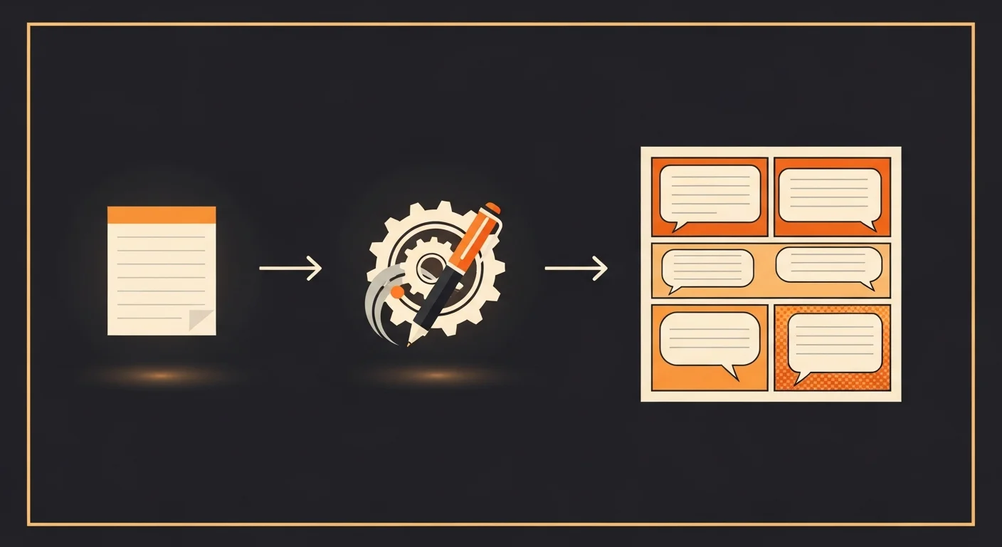 How the webtoon script generator works: your input is turned into a ready-to-use result